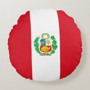 Peru Flag Round Pillow
