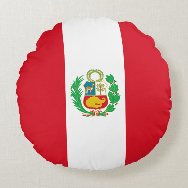 Peru Flag Round Pillow (Front)