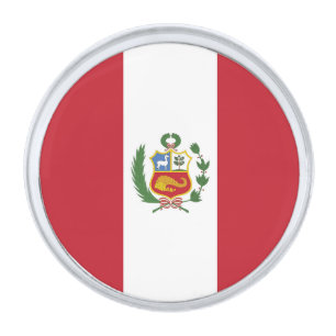 Peru flag silver finish lapel pin