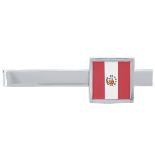 Peru flag silver finish tie bar