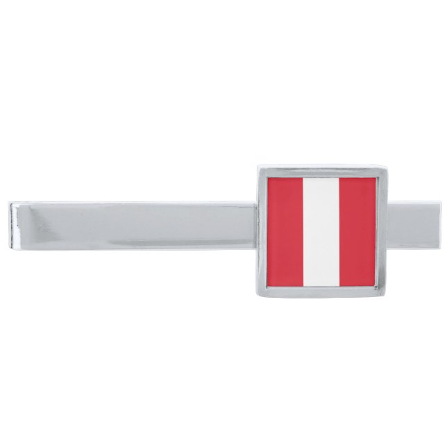 Peru Flag Silver Finish Tie Bar (Front)