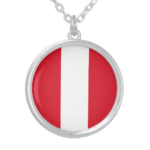 Peru Flag Silver Plated Necklace