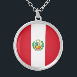 Peru Flag Silver Plated Necklace<br><div class="desc">Patriotic flag of Peru.</div>