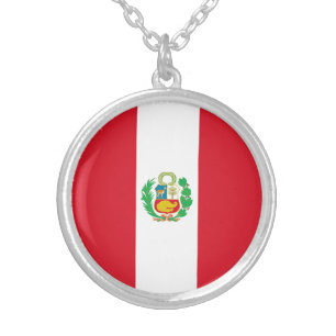 Peru Flag Silver Plated Necklace