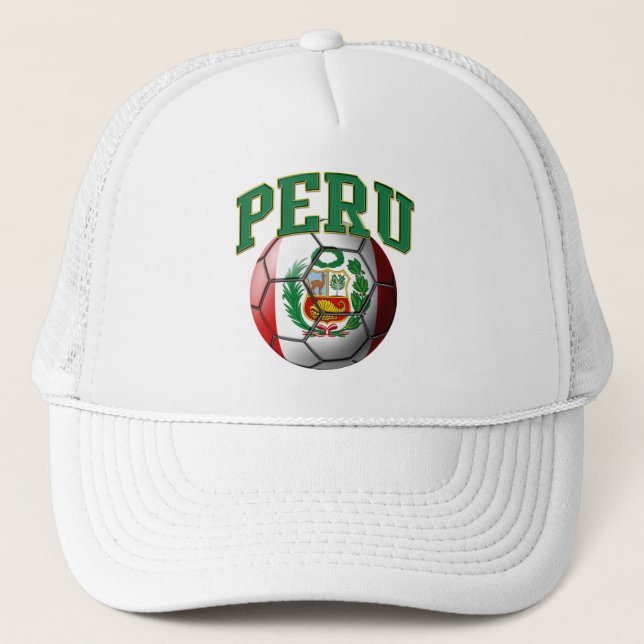 Peru Flag Soccer Ball Hat (Front)