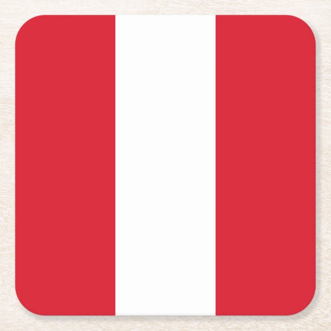 Peru Flag Square Paper Coaster (Front)