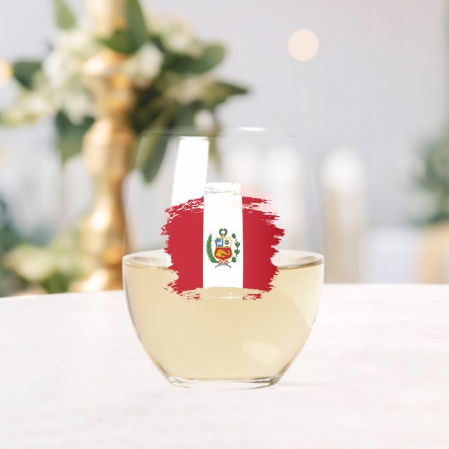 Peru flag stemless wine glass (Insitu (Wedding))