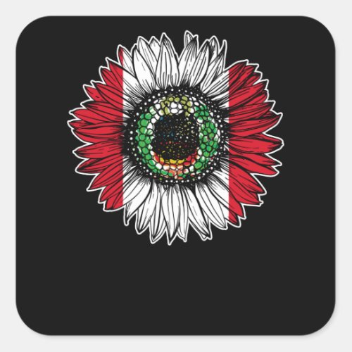 Peru Flag Sunflower Square Sticker
