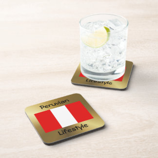 Peru Flag+Text Coaster