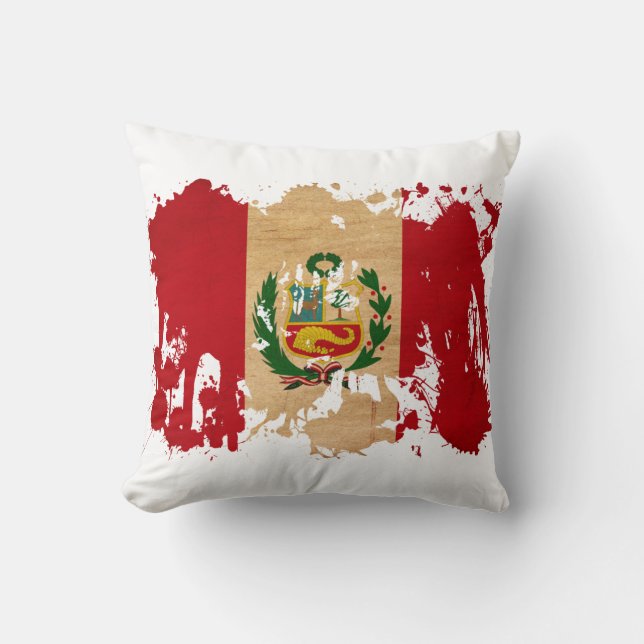 Peru Flag Throw Pillow (Front)