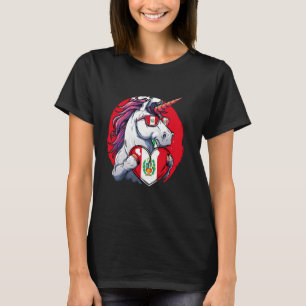 Peru Flag Unicorn Heart Peruvian Roots Peruvian Pr T-Shirt