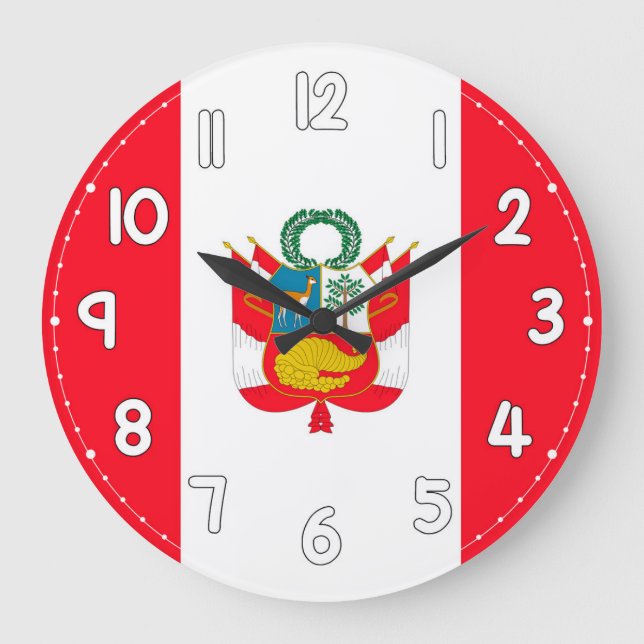 Peru Flag Wall Clock – Patriotic home Decor (Front)