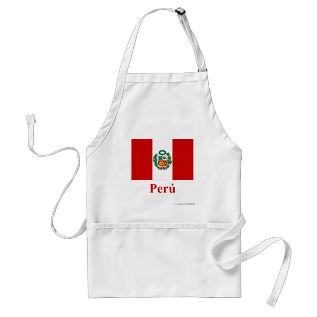 Peru Flag with Name in Spanish Adult Apron (Front)
