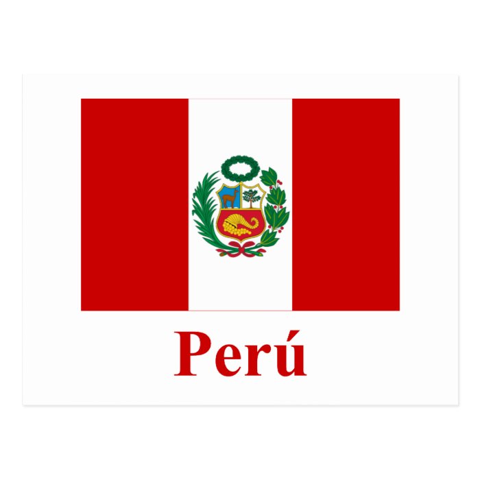 Peru Flag with Name in Spanish Post Cards