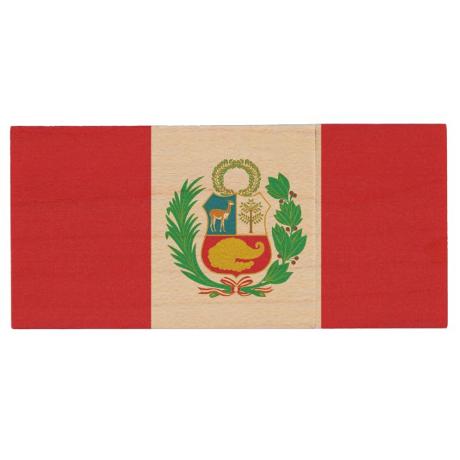 Peru Flag Wood Flash Drive (Front)