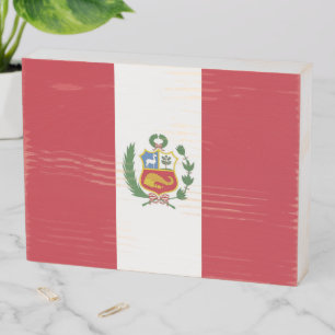 Peru flag wooden box sign