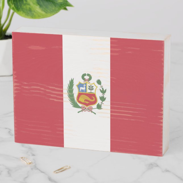 Peru flag wooden box sign (In Situ Horizontal)