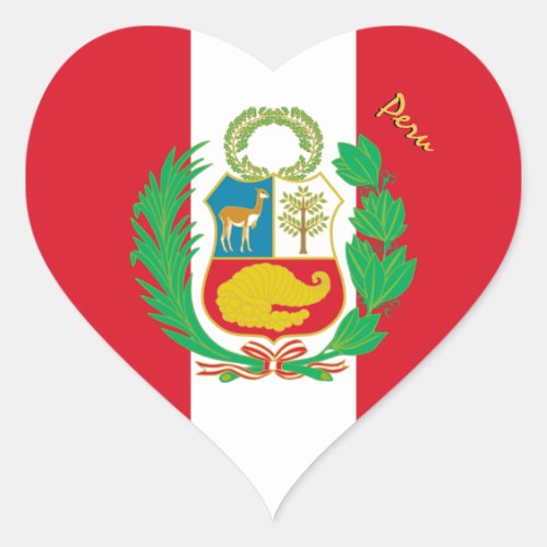 Peru Heart Sticker Patriotic Peruvian Flag Heart Sticker