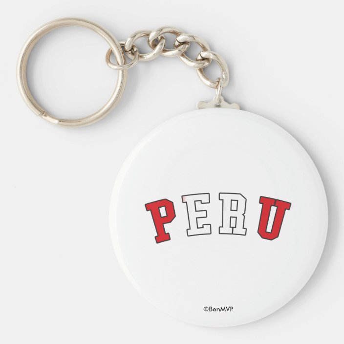 Peru in National Flag Colors Key Chain