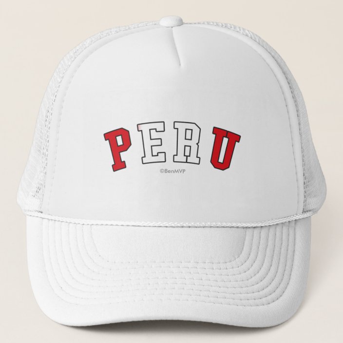 Peru in National Flag Colors Mesh Hat