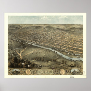 Peru Indiana 1868 Antique Panoramic Map Poster