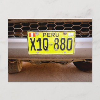 Peru license plate postcard