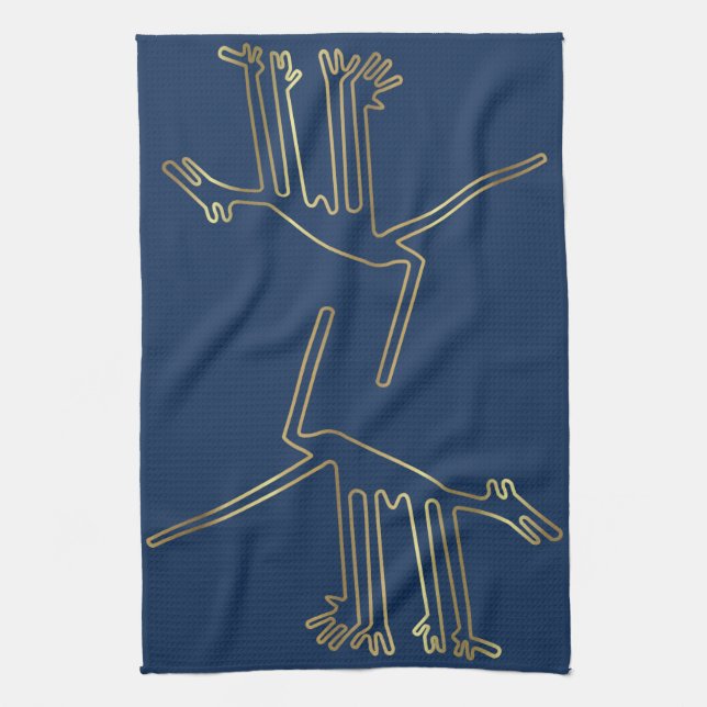 Peru lines art geoglyphs animals kitchen towel (Vertical)