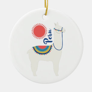 Peru Llama Ceramic Ornament