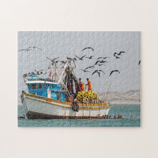 Peru, Los Organos. Fishing Boat In Los Organos Jigsaw Puzzle (Horizontal)
