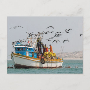 Peru, Los Organos. Fishing Boat In Los Organos Postcard