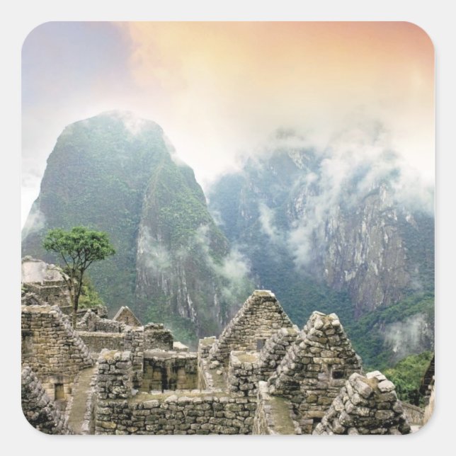 Peru, Machu Picchu, the ancient lost city of Square Sticker (Front)