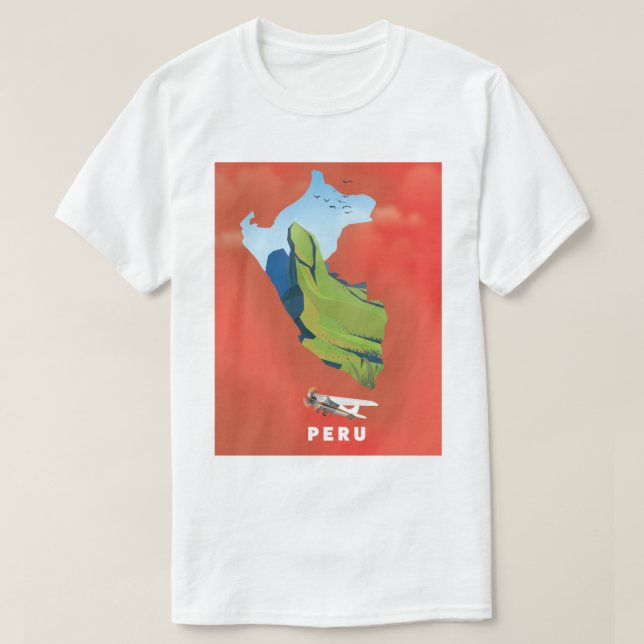 Peru map Illustrated travel poster T-Shirt (Design Front)