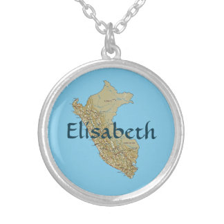 Peru Map + Name Necklace