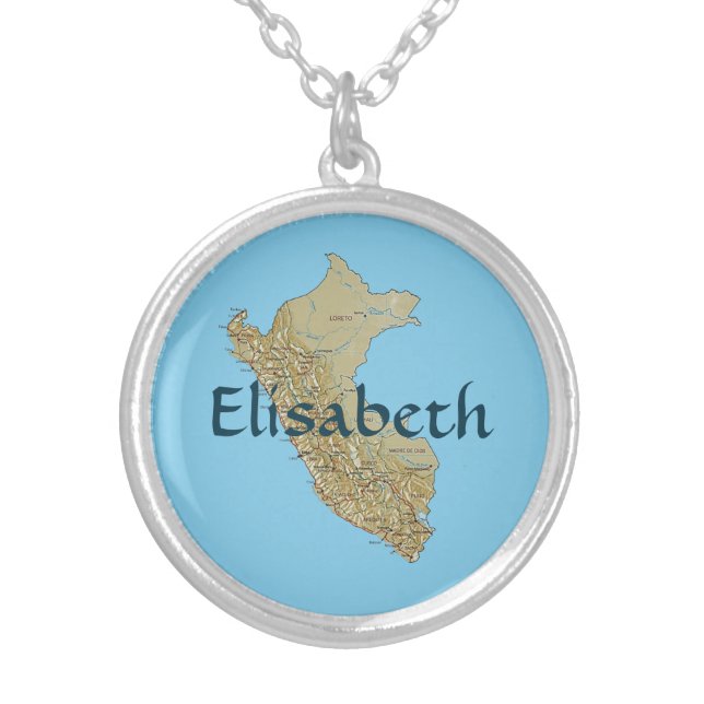 Peru Map + Name Necklace (Front)