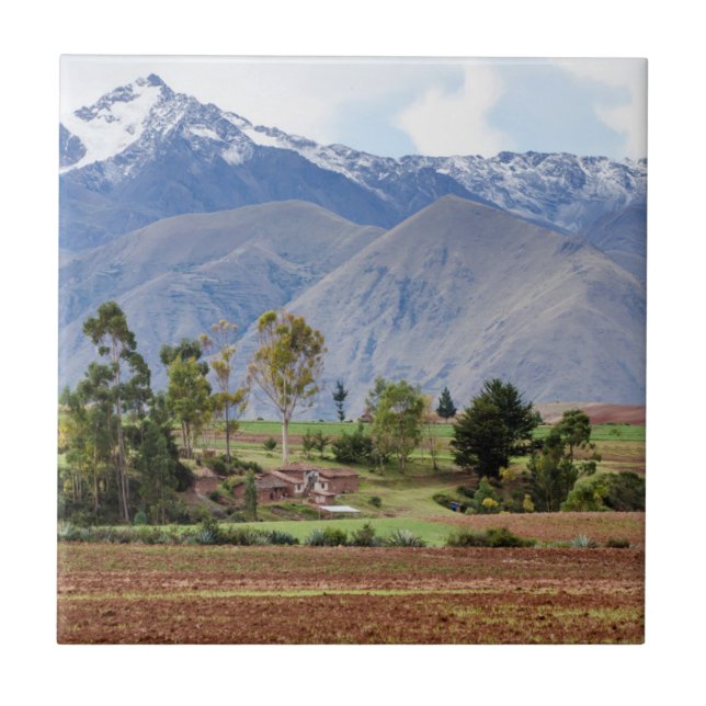 Peru, Maras. Landscape Above The Sacred Valley Ceramic Tile (Front)