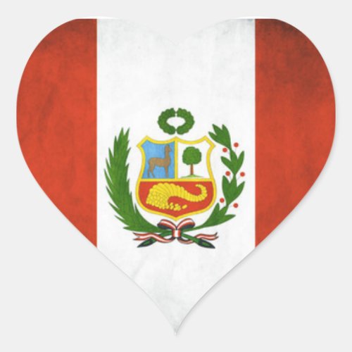 Peru National Flag Heart Sticker