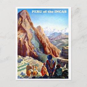 Peru of the Incas, mountains, vintage travel Postcard