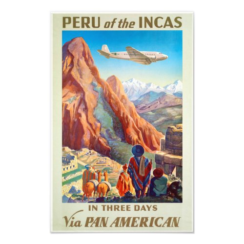 Peru of the Incas Vintage Travel Poster Art