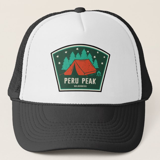 Peru Peak Wilderness Vermont Camping Trucker Hat (Front)