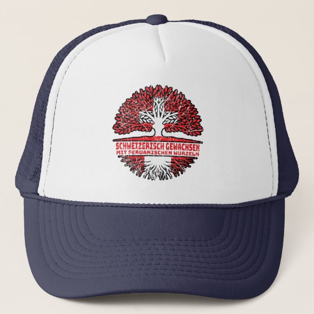 Peru Peruanisch Schweizer Schweiz Baum Wurzel Trucker Hat (Front)