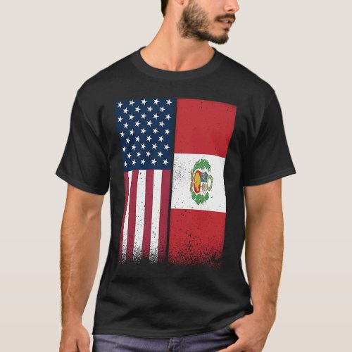 Peru  Peruvian American Flags Proud USA Peru T_Shirt