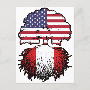 Peru Peruvian American USA Tree Roots Flag Postcard