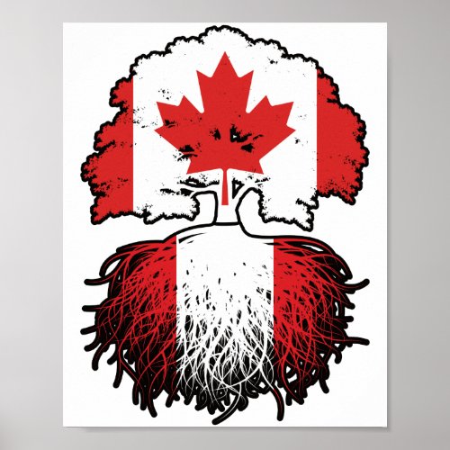 Peru Peruvian Canadian Canada Tree Roots Flag Poster
