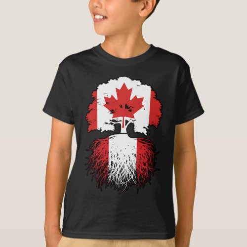 Peru Peruvian Canadian Canada Tree Roots Flag T_Shirt
