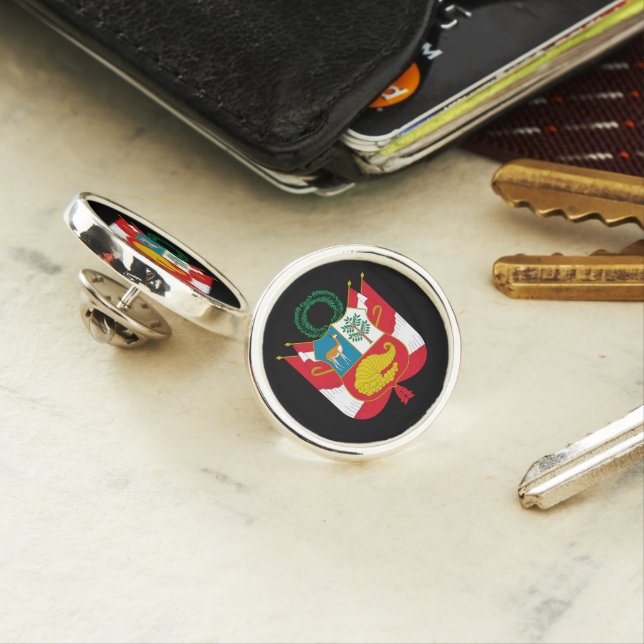 Peru & Peruvian Coat of Arms, Flag / business Lapel Pin (In Situ)