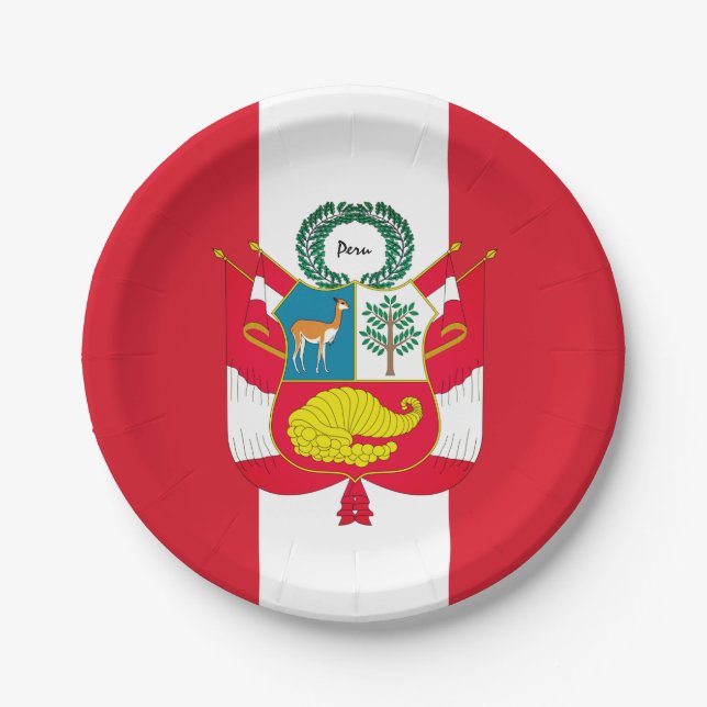 Peru & Peruvian flag, emblem, party /sports Paper Plates (Front)