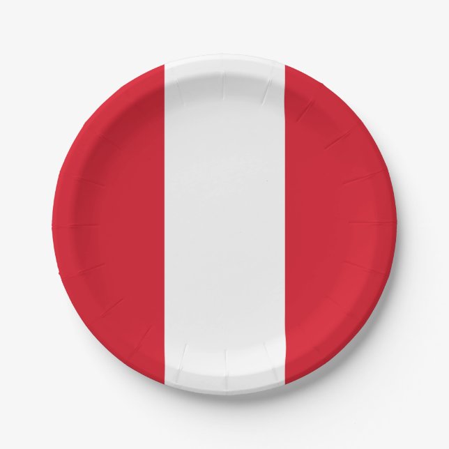 Peru (Peruvian)  Flag Paper Plates (Front)