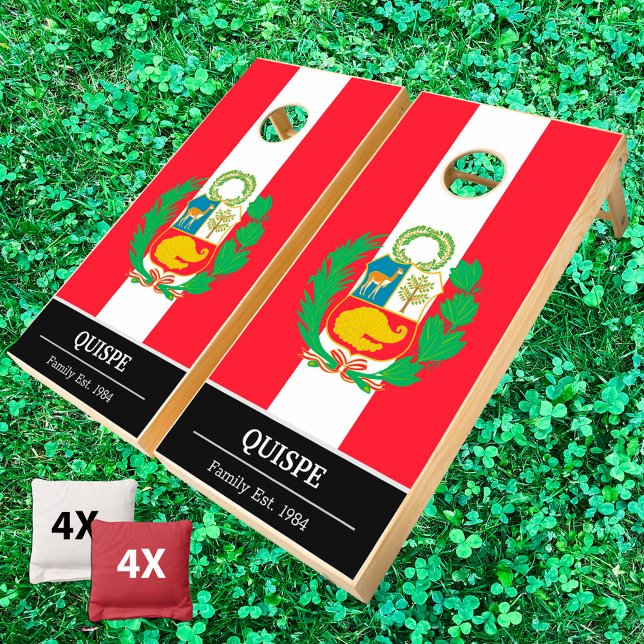 Peru & Peruvian Flag personalized / Family Fun Cornhole Set (Creator Uploaded)