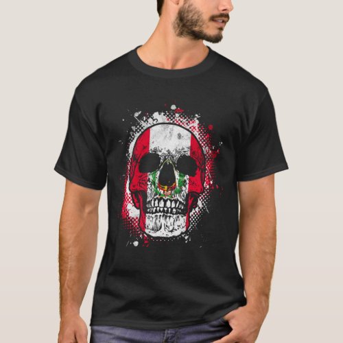 Peru Peruvian Flag Skull T_Shirt