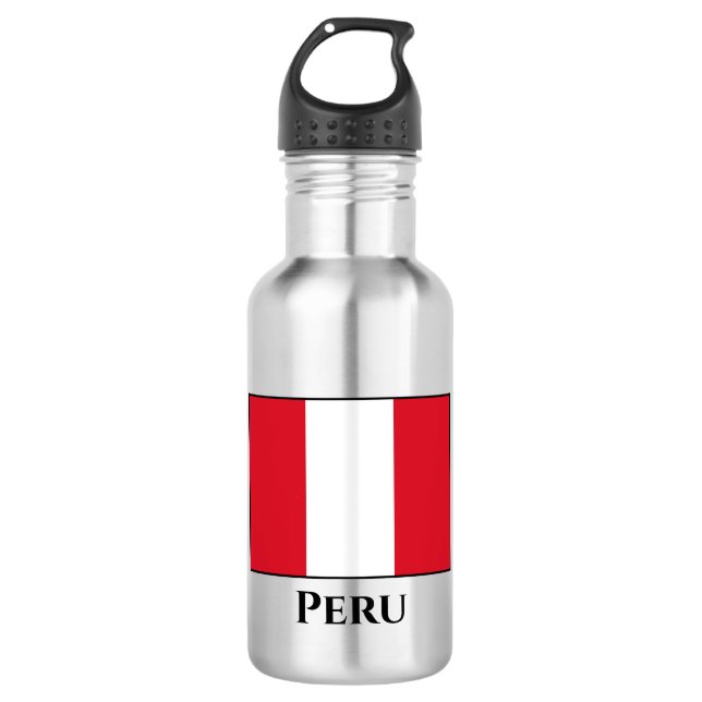 Peru (Peruvian) Flag Stainless Steel Water Bottle (Front)